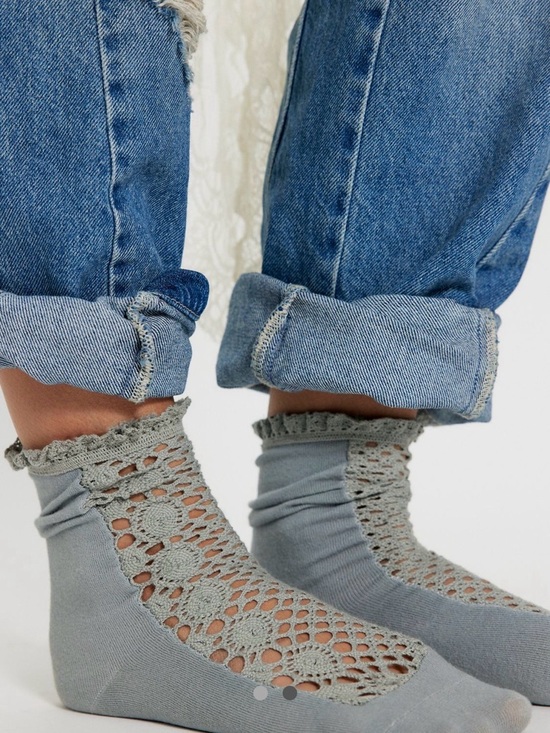 Free People Accessories - Free People Rubies Crochet Socks - Light Gray NWT